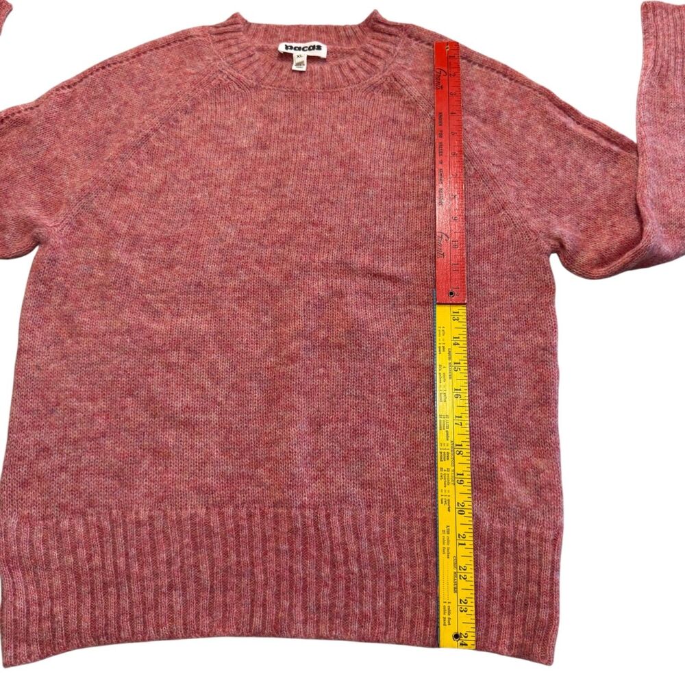 Pacas Sweater Baby Alpaca Merino Wool Coral Crewneck Pointelle Sleeves Womens XL - Picture 9 of 9